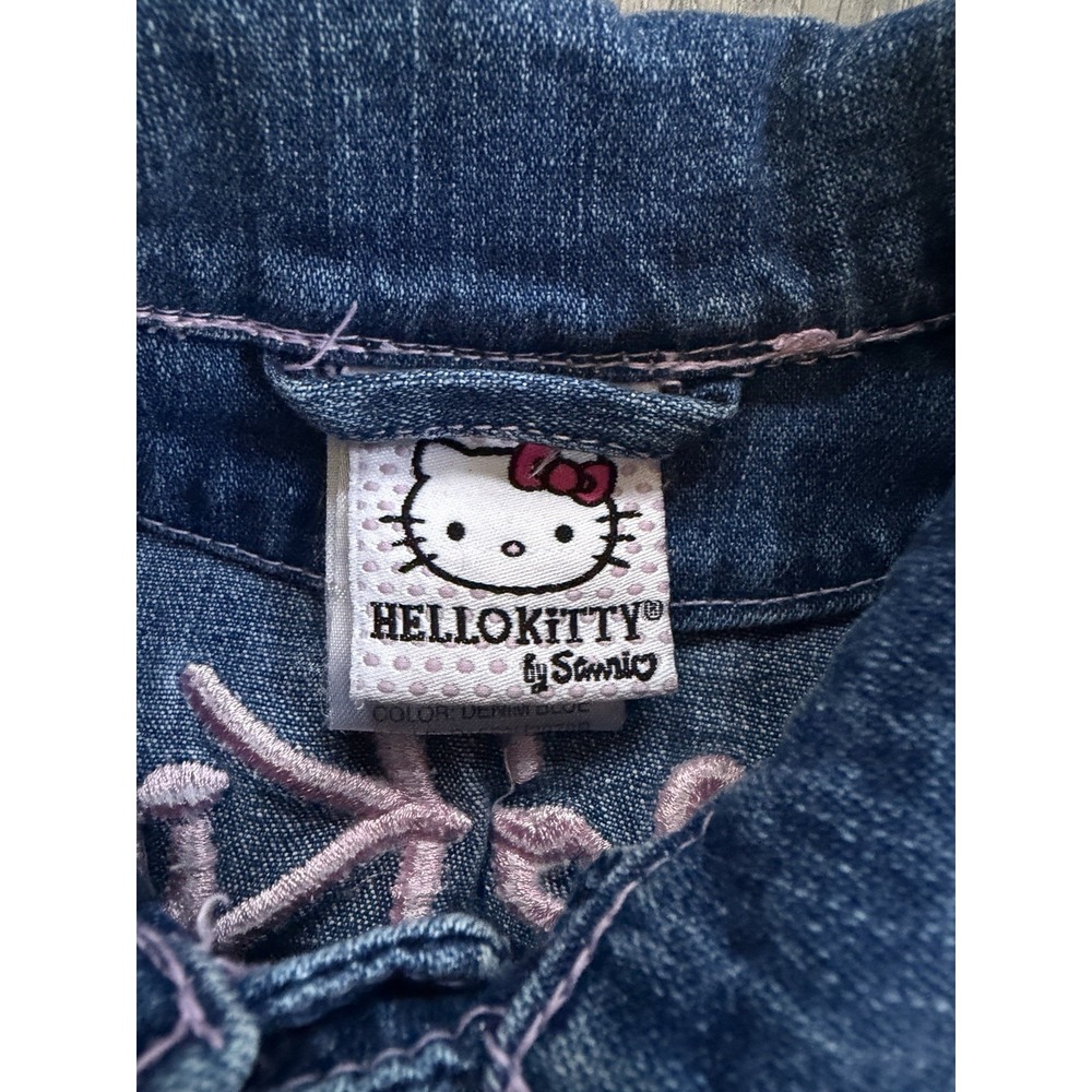 Hello Kitty Denim Jacket Girls Size 6 Sanrio Embroidered Patches Bling Buttons - Picture 6 of 12